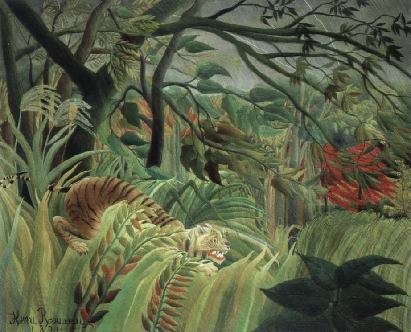 Henri Rousseau tiger in a tropical storm China oil painting art